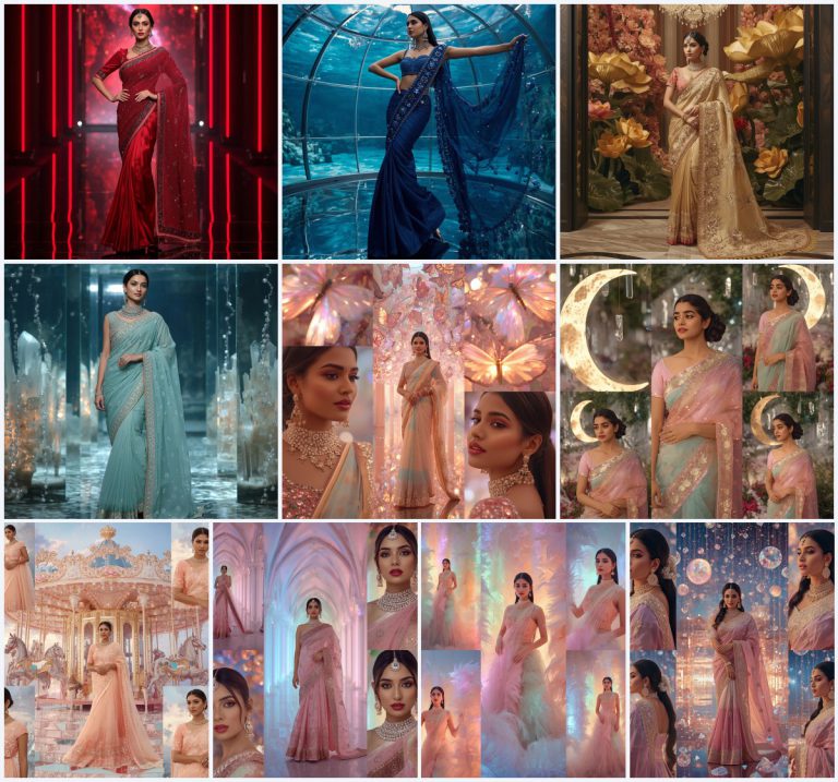 Best 10 Saree AI Prompts for Fashionably Posed Portraits | ChatGPT saree prompt in english — AI image prompt