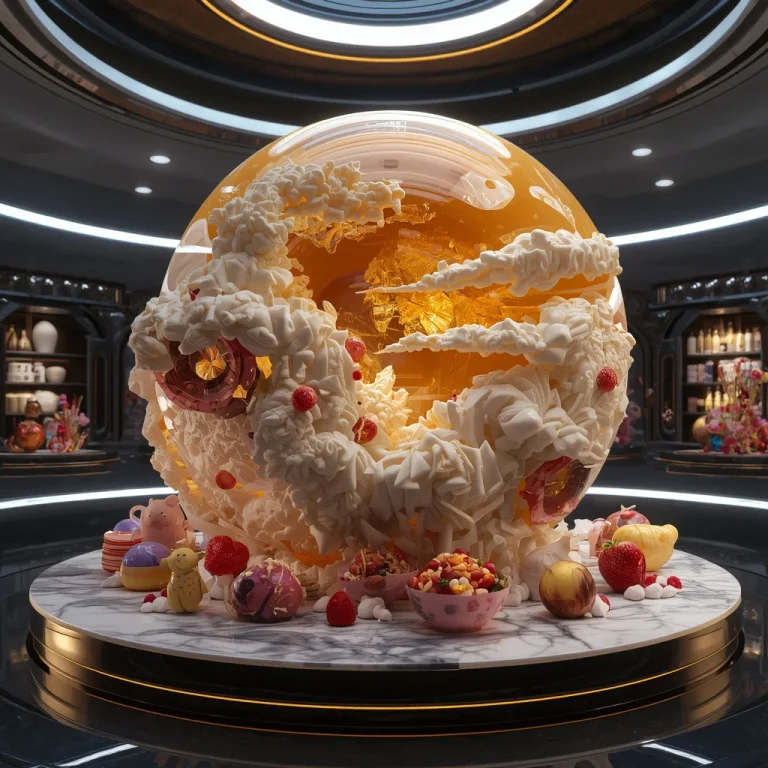 Futuristic Luxury Bakery Creating Planet Sized Desserts Prompt | Image to prompt generator online — AI image prompt