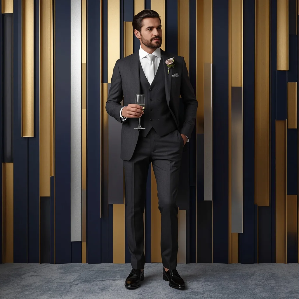Dashing Gentleman: A Man in a Tailored Suit at a Gala — AI image prompt