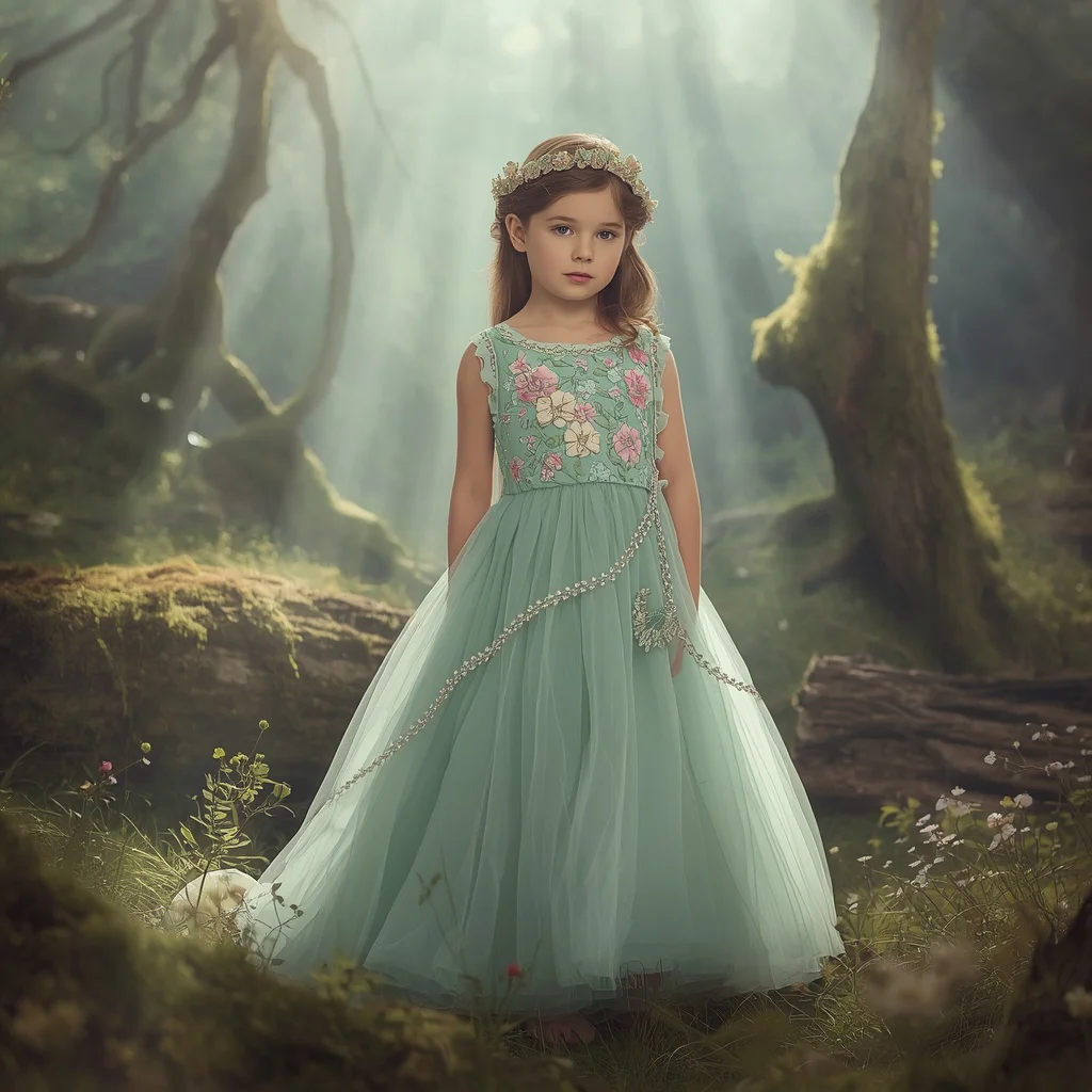 Fairy Tale Western Tulle Dress in Forest — AI image prompt